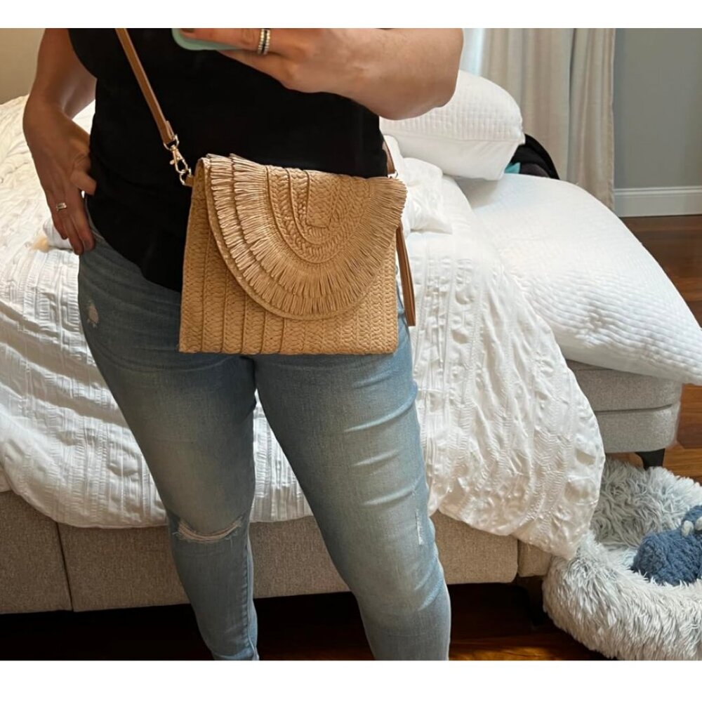 Straw Beach Purse Summer Clutch Crossbody Handbag Shoulder Bag Travel Wallet - Picture 4 of 8